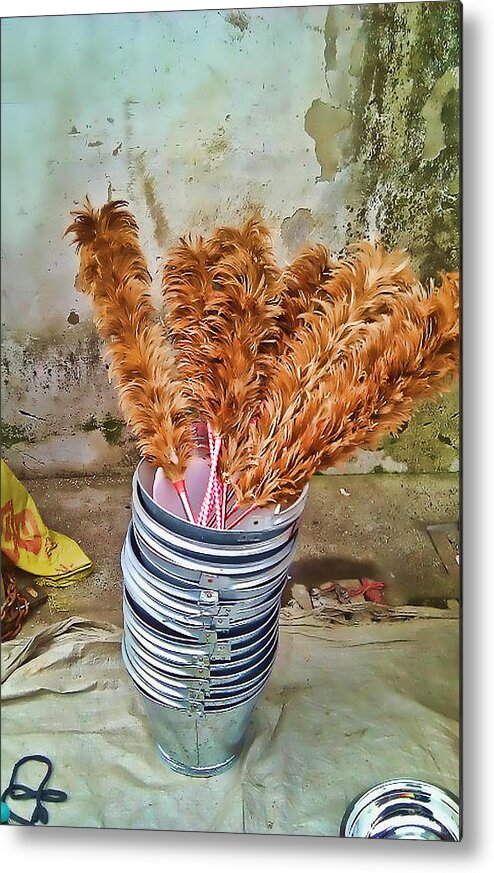 China Metal Print featuring the photograph Feather duster bouquet by Cathy Anderson