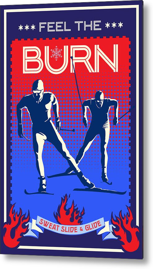 Cross Country Skiing Metal Print featuring the painting Feel the Burn XSki by Sassan Filsoof