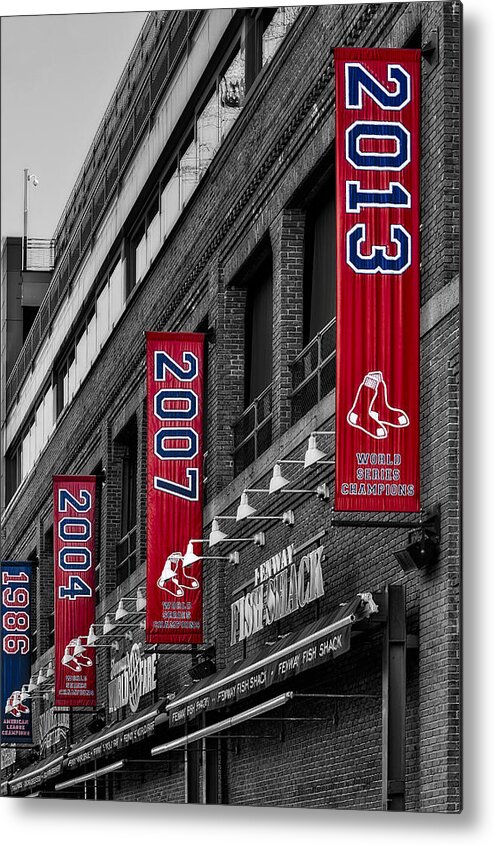 Baseball Metal Print featuring the photograph Fenway Boston Red Sox Champions Banners by Susan Candelario