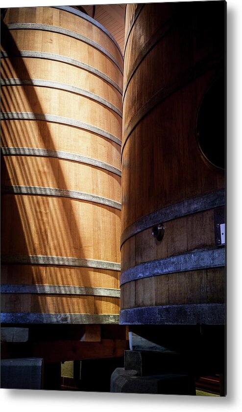 Shadow Metal Print featuring the photograph Fermenting Barrels by Bigwest1