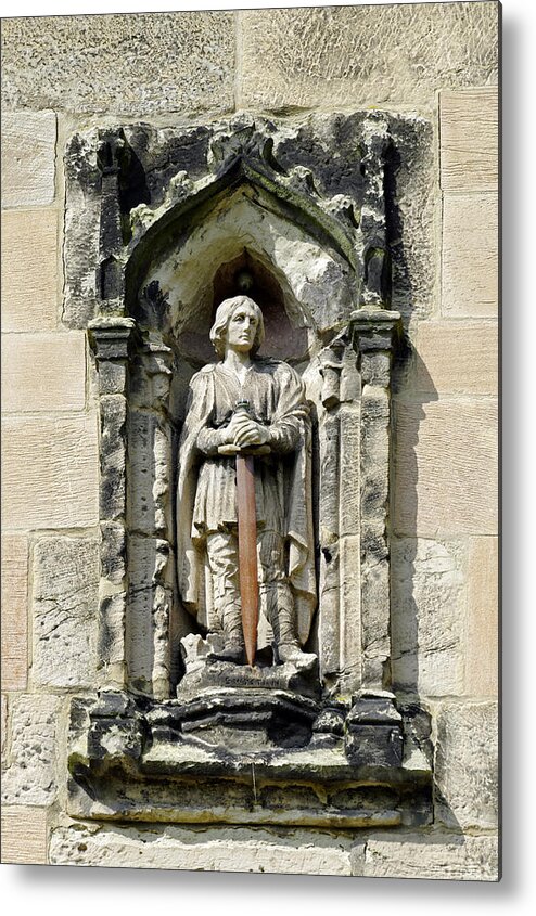 Derbyshire Metal Print featuring the photograph Figure of St Wystan above Porch Door by Rod Johnson