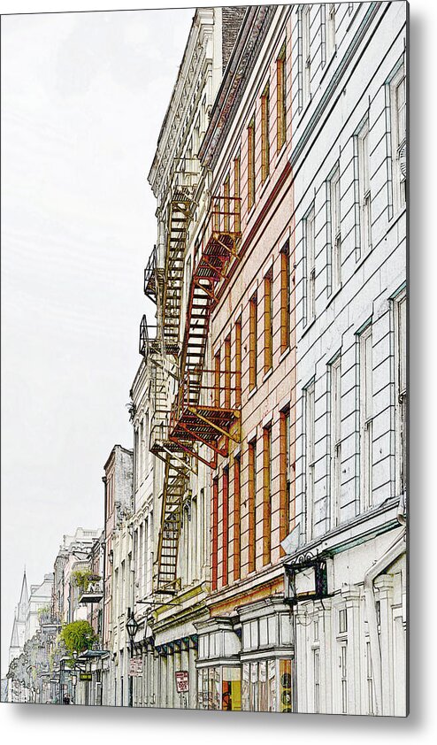 Outdoor Metal Print featuring the photograph Fire Escapes New Orleans by Alexandra Till