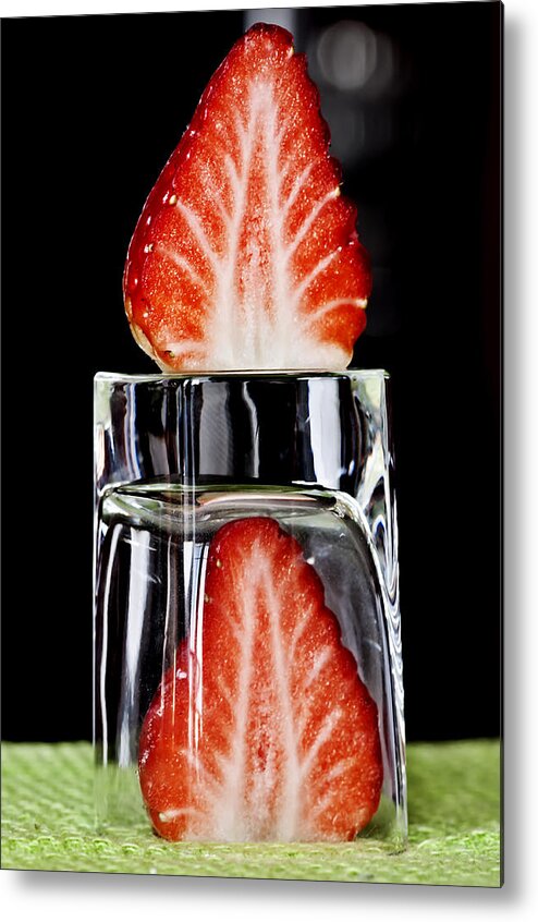 Fruit Metal Print featuring the photograph Strawberry on ice - Fire on ice by Pedro Cardona Llambias