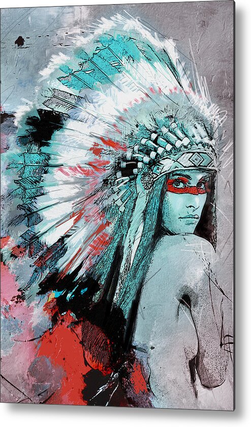 Aboriginals Metal Print featuring the painting First Nations 005 C by Corporate Art Task Force