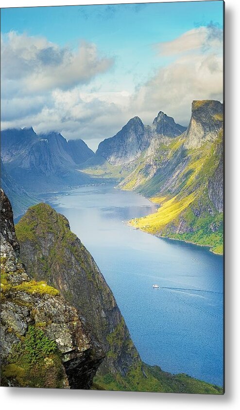 Land Metal Print featuring the photograph Fjord by Maciej Markiewicz