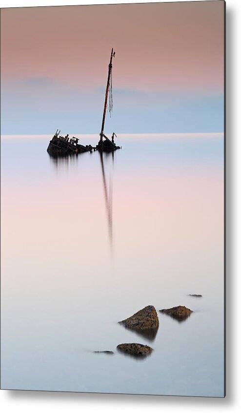 Shipwreck Metal Print featuring the photograph Flat calm shipwreck by Grant Glendinning