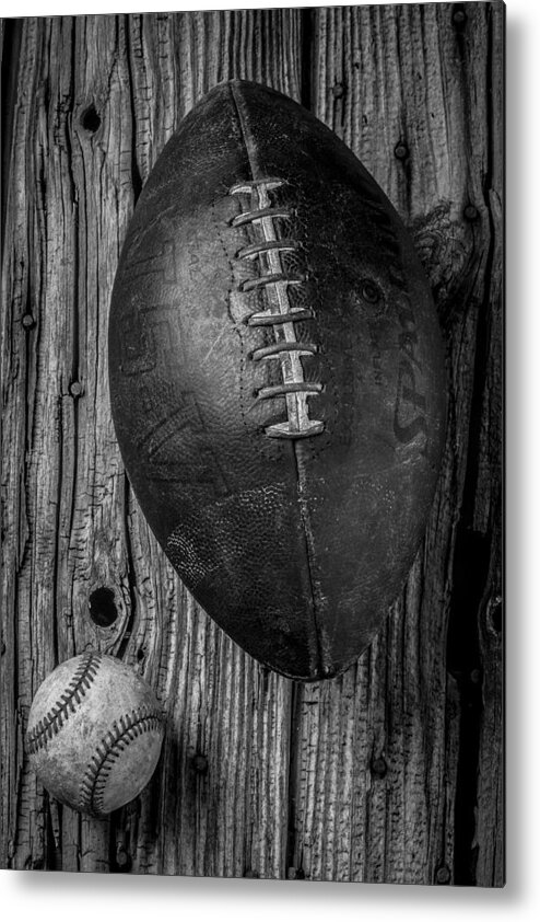 Old Metal Print featuring the photograph Football and Baseball by Garry Gay