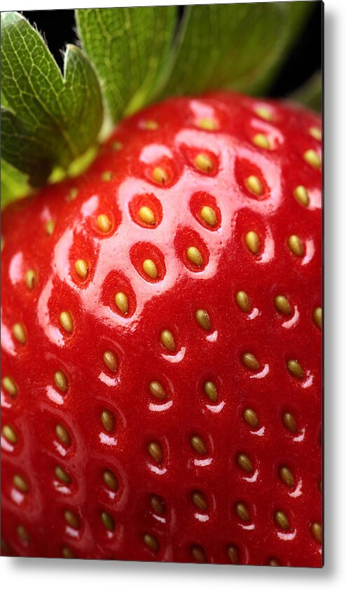 Strawberry Metal Print featuring the photograph Fresh strawberry close-up by Johan Swanepoel