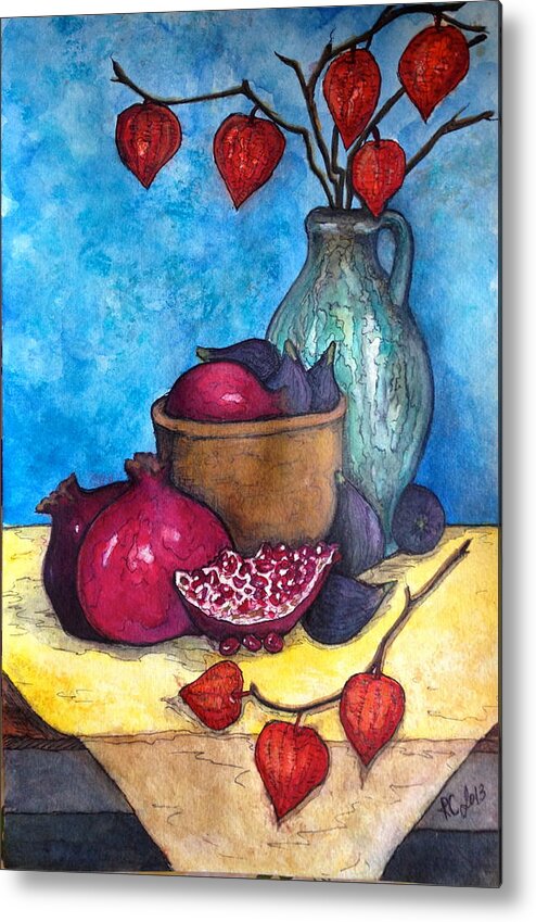 Still Life Metal Print featuring the painting Fruits of Season by Rae Chichilnitsky