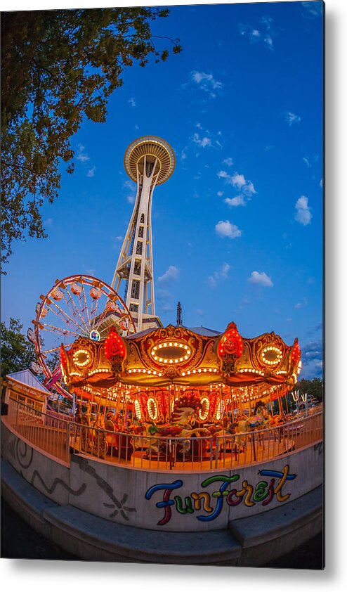 Space Needle Metal Print featuring the photograph Fun forest now that looks fun by Scott Campbell