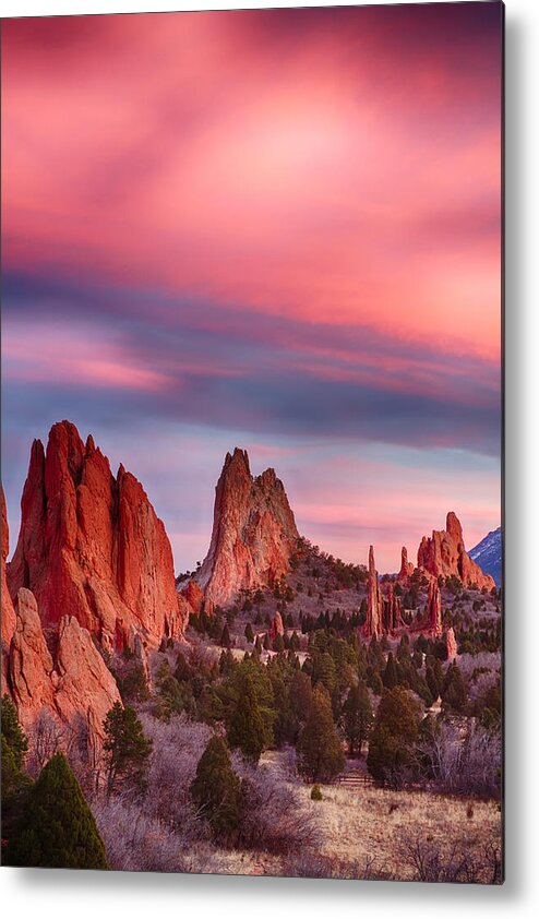 Garden Of The Gods Metal Print featuring the photograph Garden of the Gods Sunset Sky Portrait by James BO Insogna