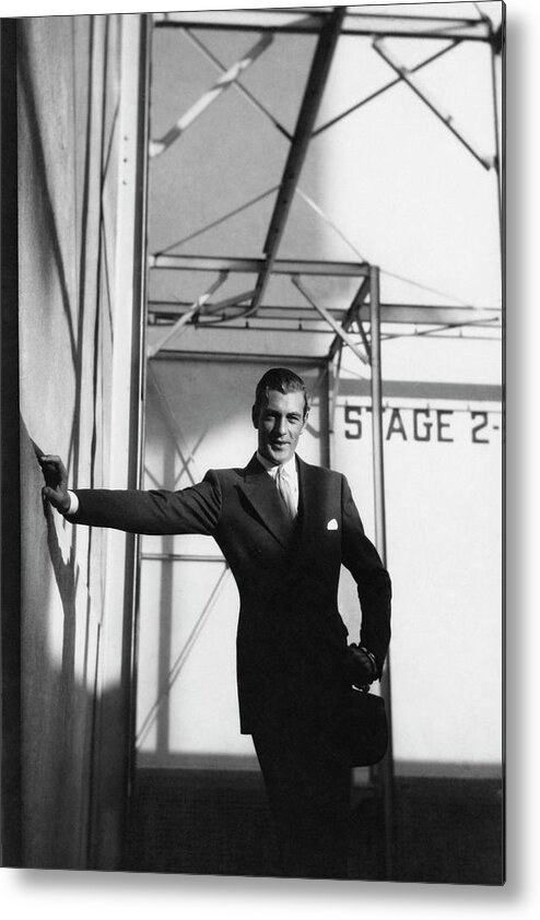 Film Metal Print featuring the photograph Gary Cooper Leaning On A Wall by Cecil Beaton