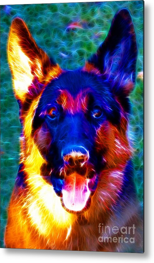 Animal Metal Print featuring the photograph German Shepard - Electric by Wingsdomain Art and Photography