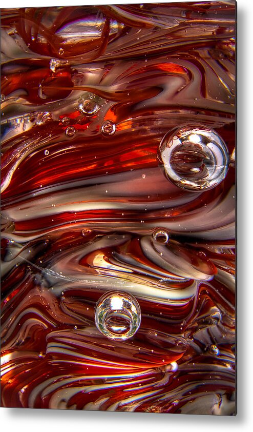 Glass Metal Print featuring the photograph Glass Macro Crimson and Gray II by David Patterson