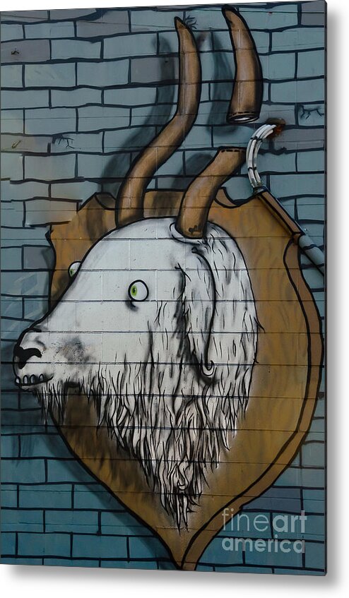 Graffiti Metal Print featuring the painting Goat mural graffiti on the textured wall by Yurix Sardinelly