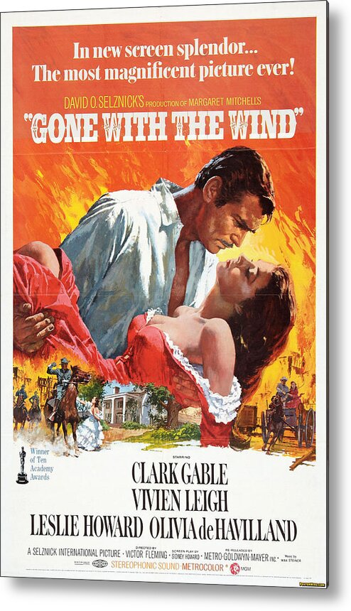 Movie Poster Metal Print featuring the photograph Gone With the Wind - 1939 by Georgia Fowler
