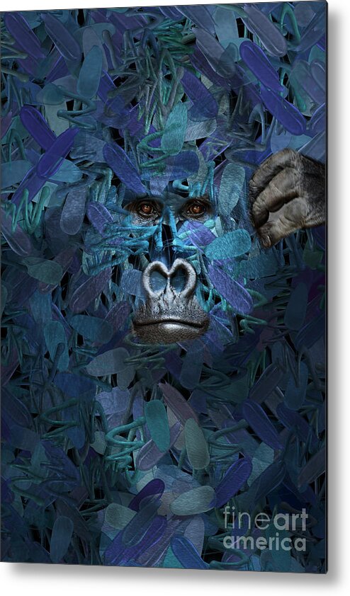 Gorilla Metal Print featuring the digital art Gorilla - Find Me Series by Aimelle Ml