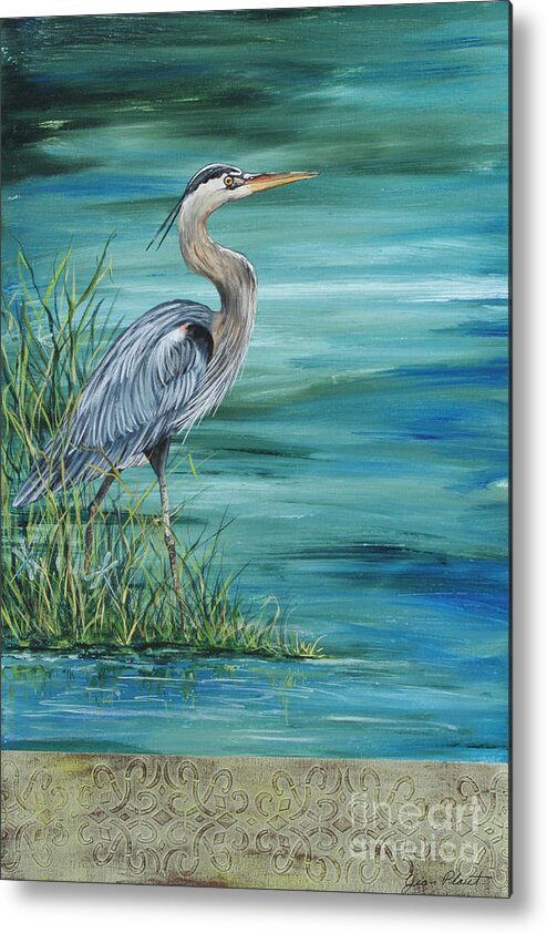 Botanical Metal Print featuring the painting Great Blue Heron 2 by Jean Plout