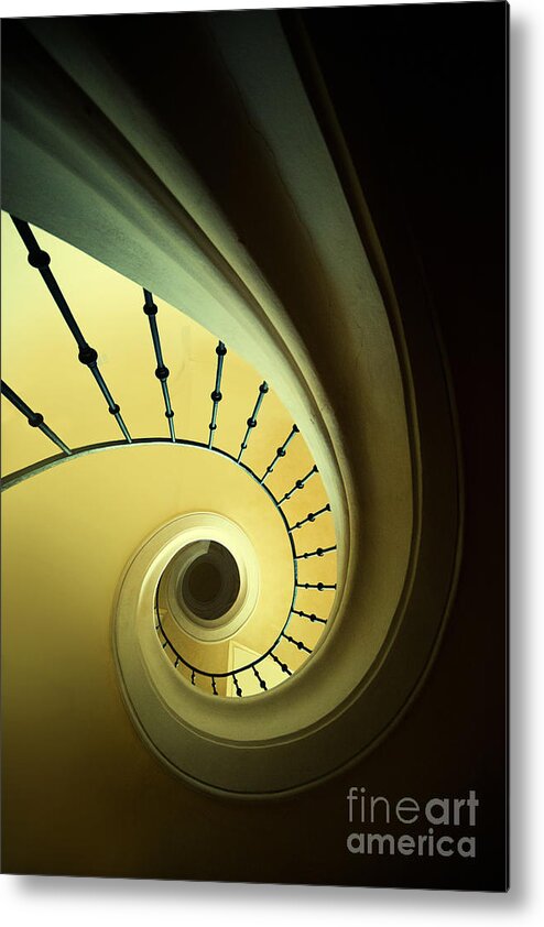 Staircase Metal Print featuring the photograph Green and yellow spirals by Jaroslaw Blaminsky