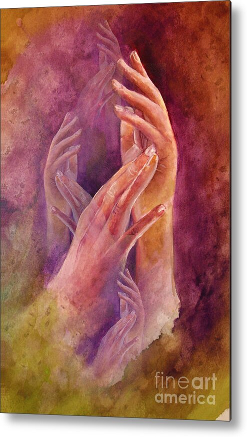Hands Metal Print featuring the painting Hands by Allison Ashton