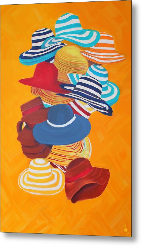 Hats Metal Print featuring the painting Hats Off by Deborah Boyd