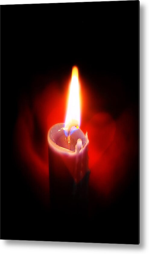 Candle Metal Print featuring the photograph Heart Aflame by Sennie Pierson