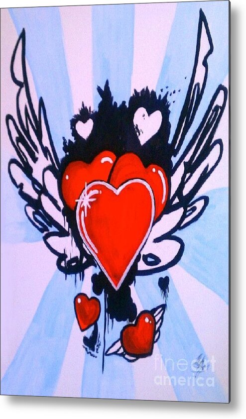 Hearts Metal Print featuring the painting Hearts by Marisela Mungia