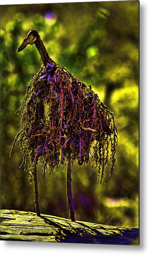 Log Metal Print featuring the photograph Heron Totem by Gary Holmes