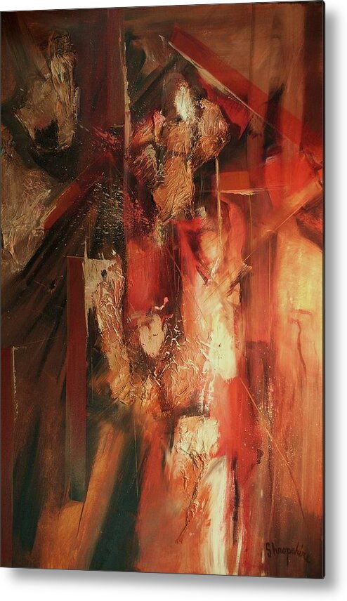  Abstract Art Metal Print featuring the painting Hidden Gesture by Tom Shropshire