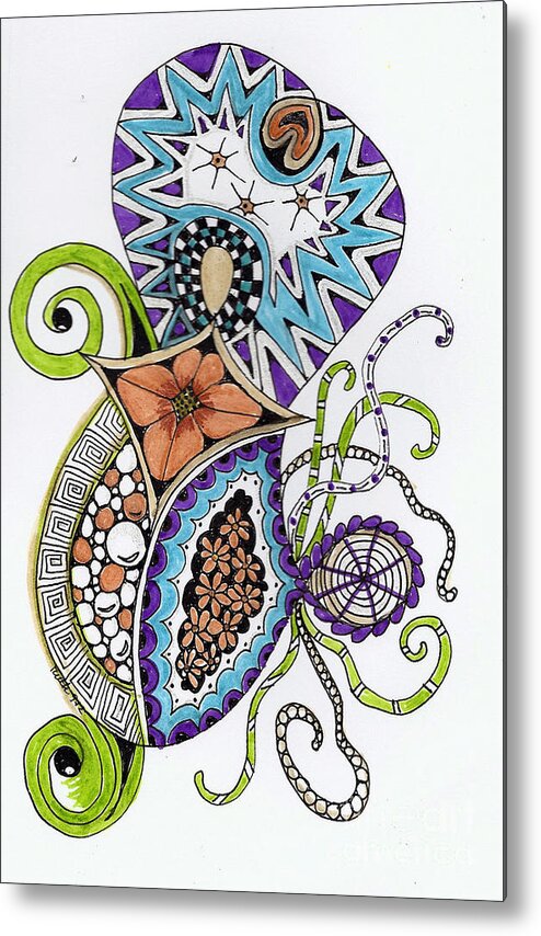 Zentangle Metal Print featuring the mixed media Honey Bee by Ruth Dailey