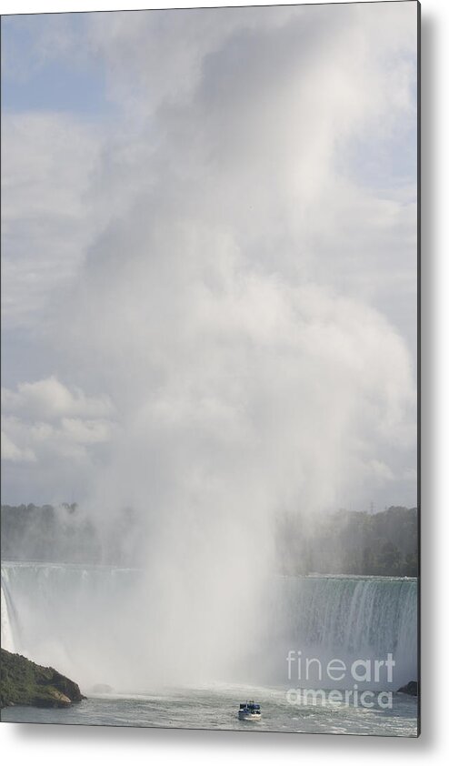 Blue Metal Print featuring the photograph Huge water colum at Niagara falls by Patricia Hofmeester