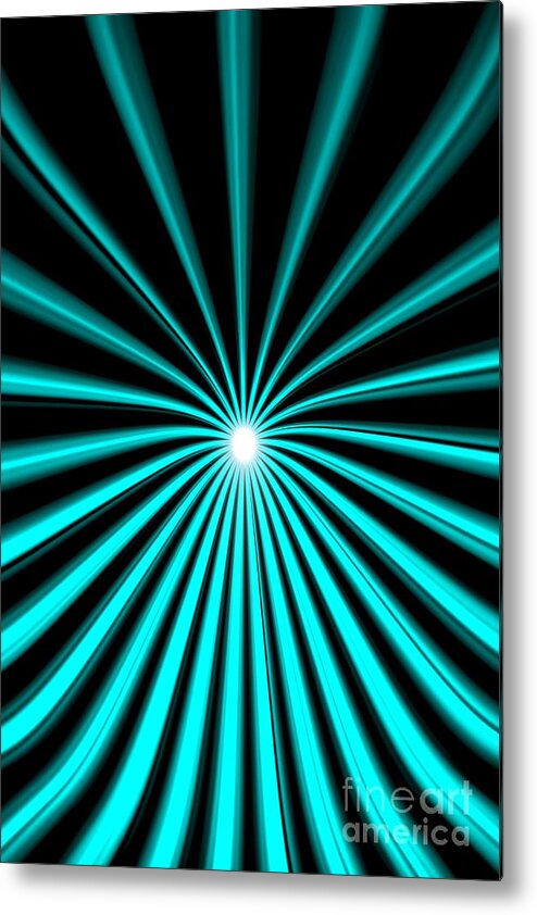 Hyperspace Metal Print featuring the painting Hyperspace Cyan Portrait by Pet Serrano