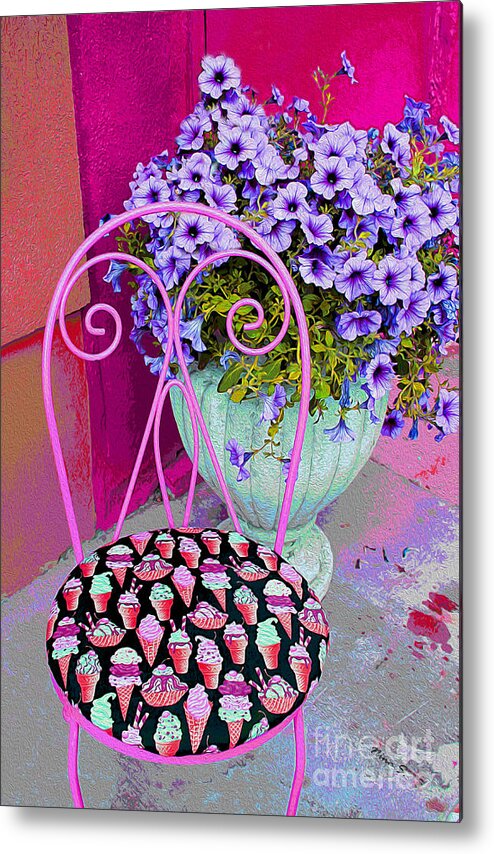 Impressionism Metal Print featuring the photograph Ice Cream Cafe Chair by Nina Silver