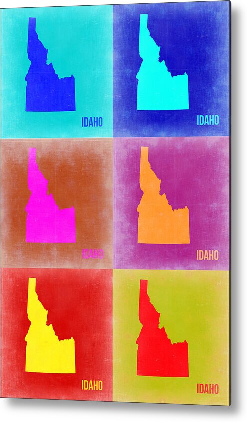 Idaho Map Metal Print featuring the painting Idaho Pop Art Map 2 by Naxart Studio