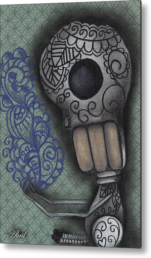 Day Of The Dead Metal Print featuring the painting In my hands by Abril Andrade