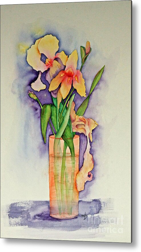 Watercolor Metal Print featuring the painting Irises by Terri Mills