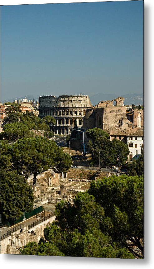 Rome Metal Print featuring the photograph Italian landscape with the Colosseum Rome Italy by Marianne Campolongo