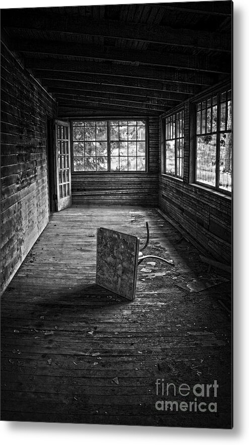 Black And White Metal Print featuring the photograph It's Empty Now by Debra Fedchin