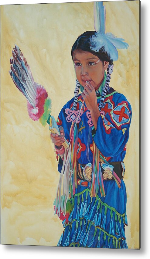 Native American Metal Print featuring the painting Jingle by Christine Lytwynczuk