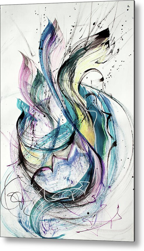 Abstract Painting Metal Print featuring the painting Jumping by Asha Carolyn Young