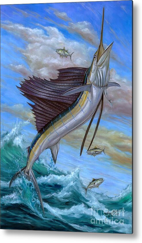 Sailfish Metal Print featuring the painting Jumping Sailfish by Terry Fox