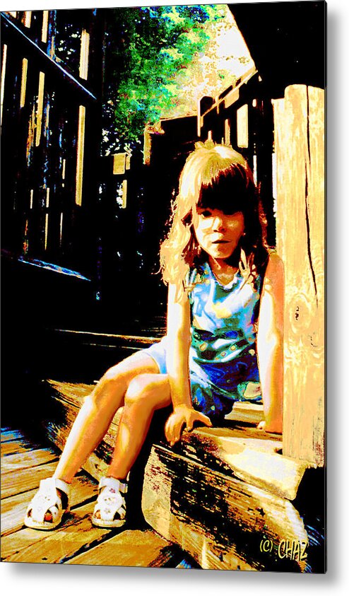 Kids Metal Print featuring the painting Kelsey's Friend by CHAZ Daugherty
