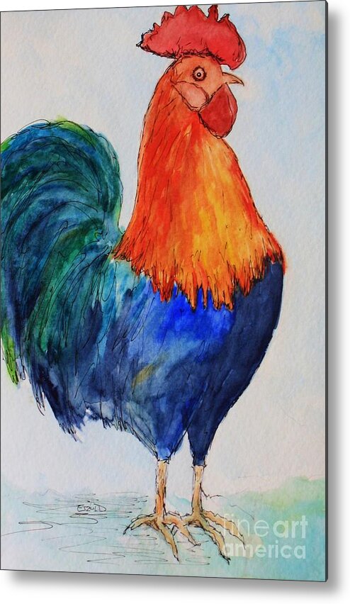 Rooster Metal Print featuring the painting Key West Rooster by Melinda Etzold