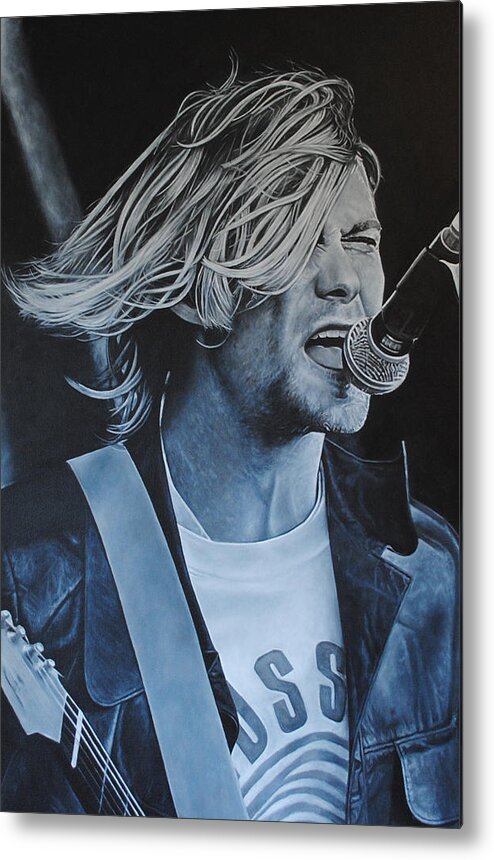 Kurt Cobain Metal Print featuring the painting Kurt Cobain Live by David Dunne