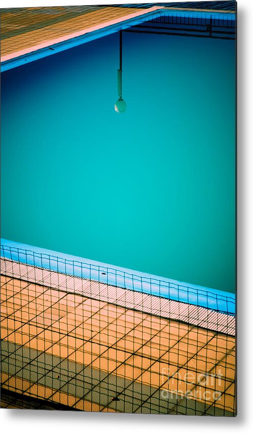 Abstract Metal Print featuring the photograph Lamp in swimming-pool by Silvia Ganora
