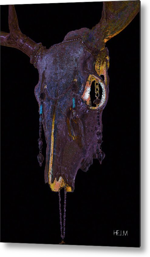  Skull Paintings Metal Print featuring the photograph Lavender Skulls at Night by Mayhem Mediums