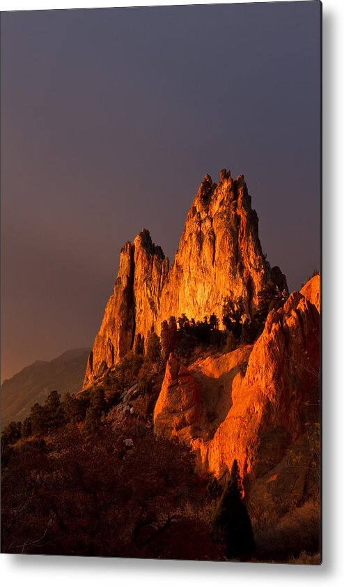 Garden Of The Gods Metal Print featuring the photograph Light on the Rocks by Ronda Kimbrow