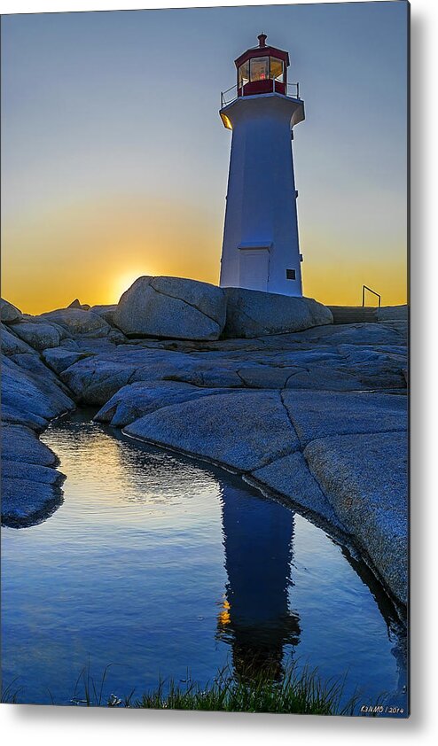 Peggys Cove Metal Print featuring the photograph Lighthouse at Sunset by Ken Morris