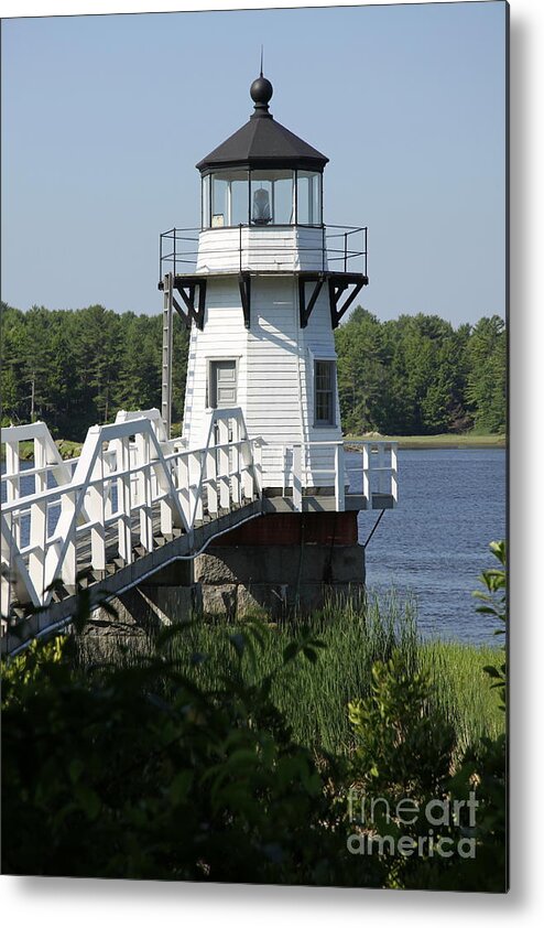 Doubling Point Light Metal Print featuring the photograph Lighthouse In The Kennebec River by Christiane Schulze Art And Photography