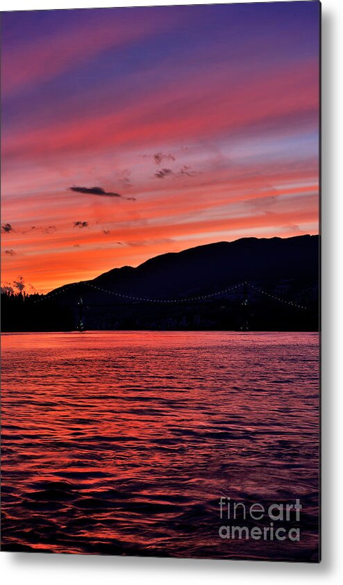 Sunset Metal Print featuring the photograph Lions Gate Bridge Sunset by Terry Elniski